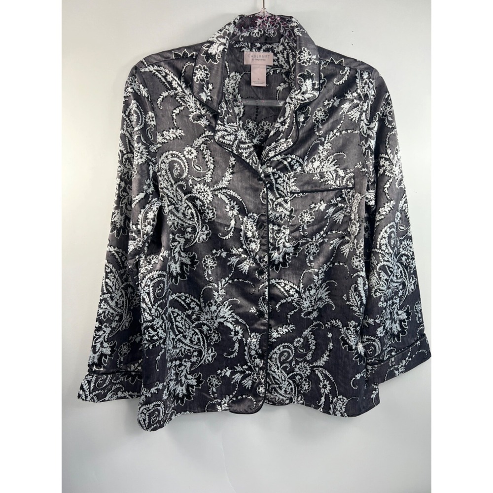 Cabernet by Sleep‎ Sense Night Shirt Women's Sz S Brown Print Long Sleeve Hi Low